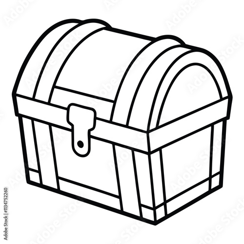 Treasure Chest Line Art Icon.