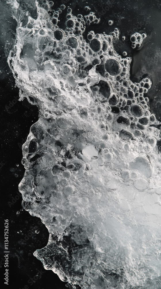 Obraz premium Frozen Bubbles: Ice Formation Air Bubbles Texture