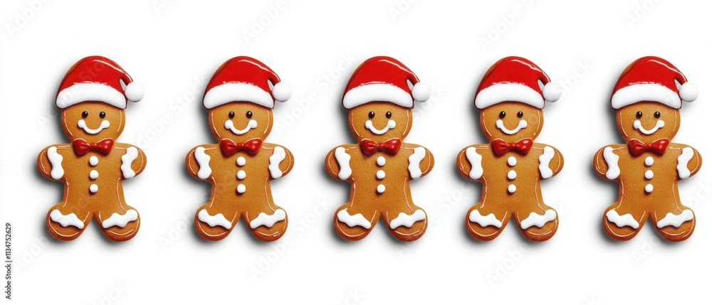 Five Adorable Gingerbread Men Wearing Santa Hats for Christmas Five Adorable Gingerbread Men Wearing Santa Hats for Christmas