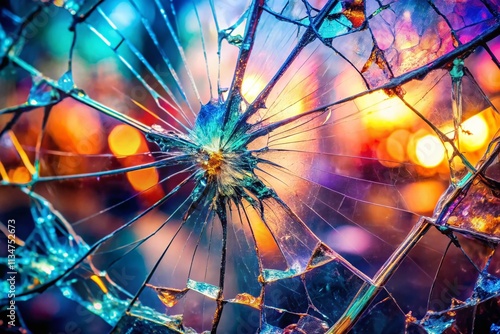 Captivating Double Exposure Photography of Brocken Glass with Soft Focus on Cracked Fragments and Splinters, Highlighting Intricate Details and Textures in a Dreamlike Composition