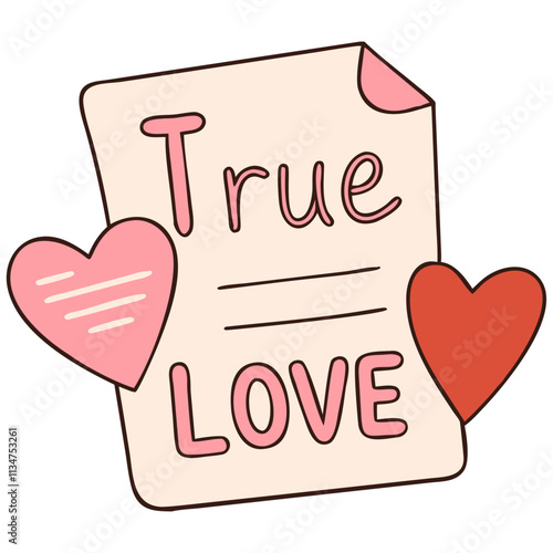 True love letter with hearts, expressing deep emotions and affection