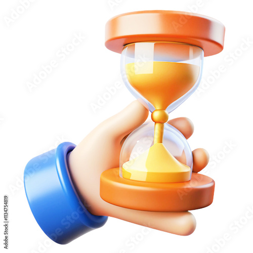 hand with Hourglass Done 3d  cartoon style illustration 