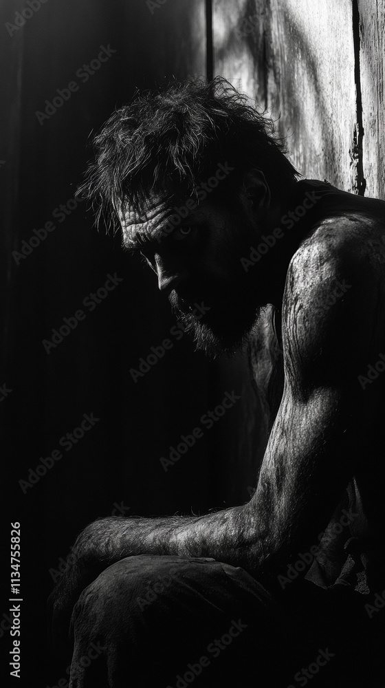 Weathered Man, Dark, Moody, Gritty, Realistic Weathered Man, Dark, Moody, Gritty, Realistic