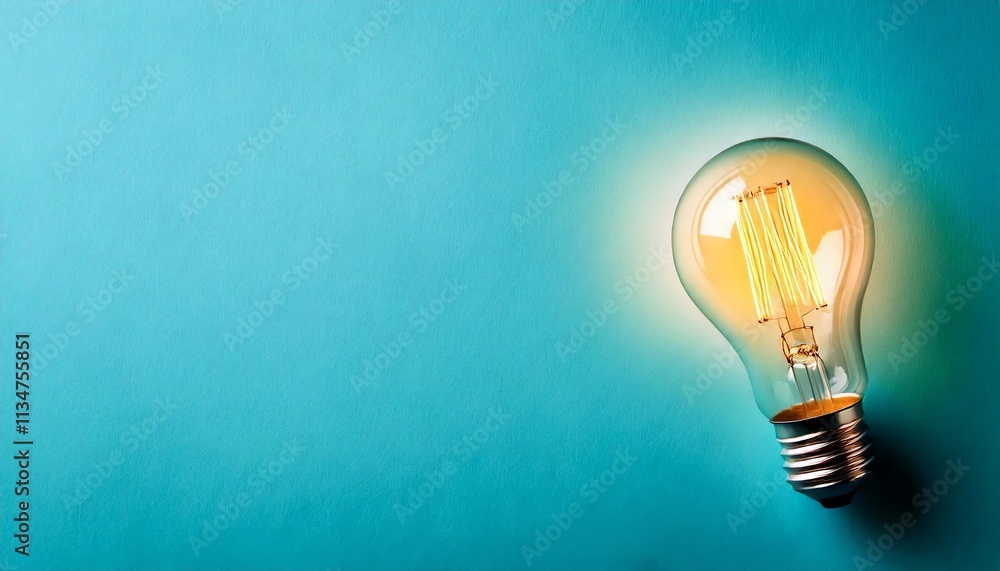 Creative Banner with Light on Blue Background: Composition with Copy Space Creative Banner with Light on Blue Background: Composition with Copy Space