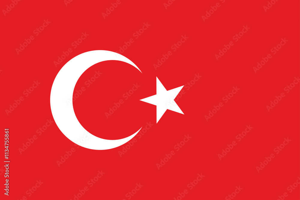 Obraz premium Turkey flag, The flag of Turkey, Flag of Turkey national country symbol illustration Vector, Rectangle Turkey flag illustration, Flat vector illustration 