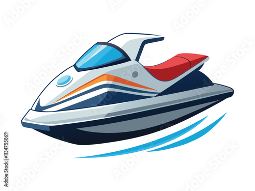 Jet Ski Vector Illustration on White Background