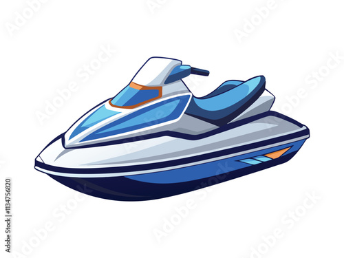 Jet Ski Vector Illustration on White Background