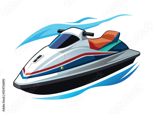 Jet Ski Vector Illustration on White Background