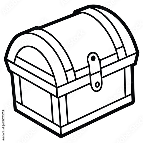 Treasure Chest Line Art Icon.