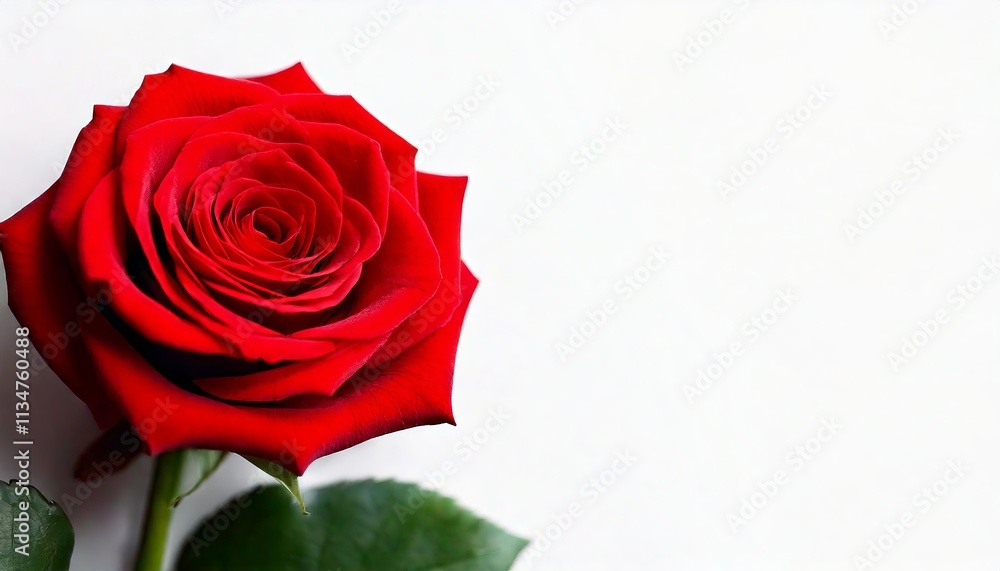 Red Rose on White Background: Greeting Card Template with Copy Space for Text Red Rose on White Background: Greeting Card Template with Copy Space for Text