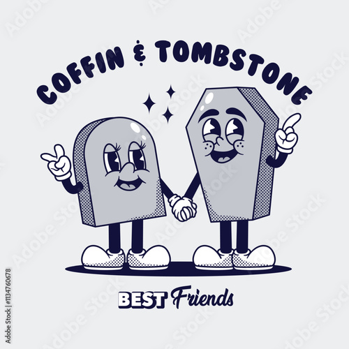 cartoon character coffin And tombstone