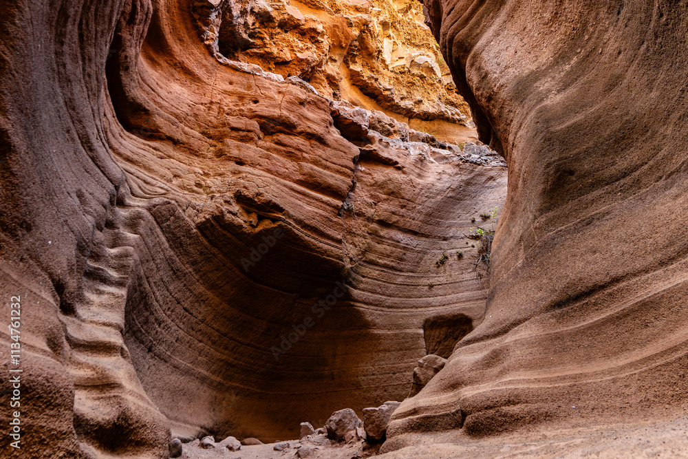Amazing orange canyon called Barranco de las vacas located on Grand Canaria, Canary Islands, Spain Amazing orange canyon called Barranco de las vacas located on Grand Canaria, Canary Islands, Spain