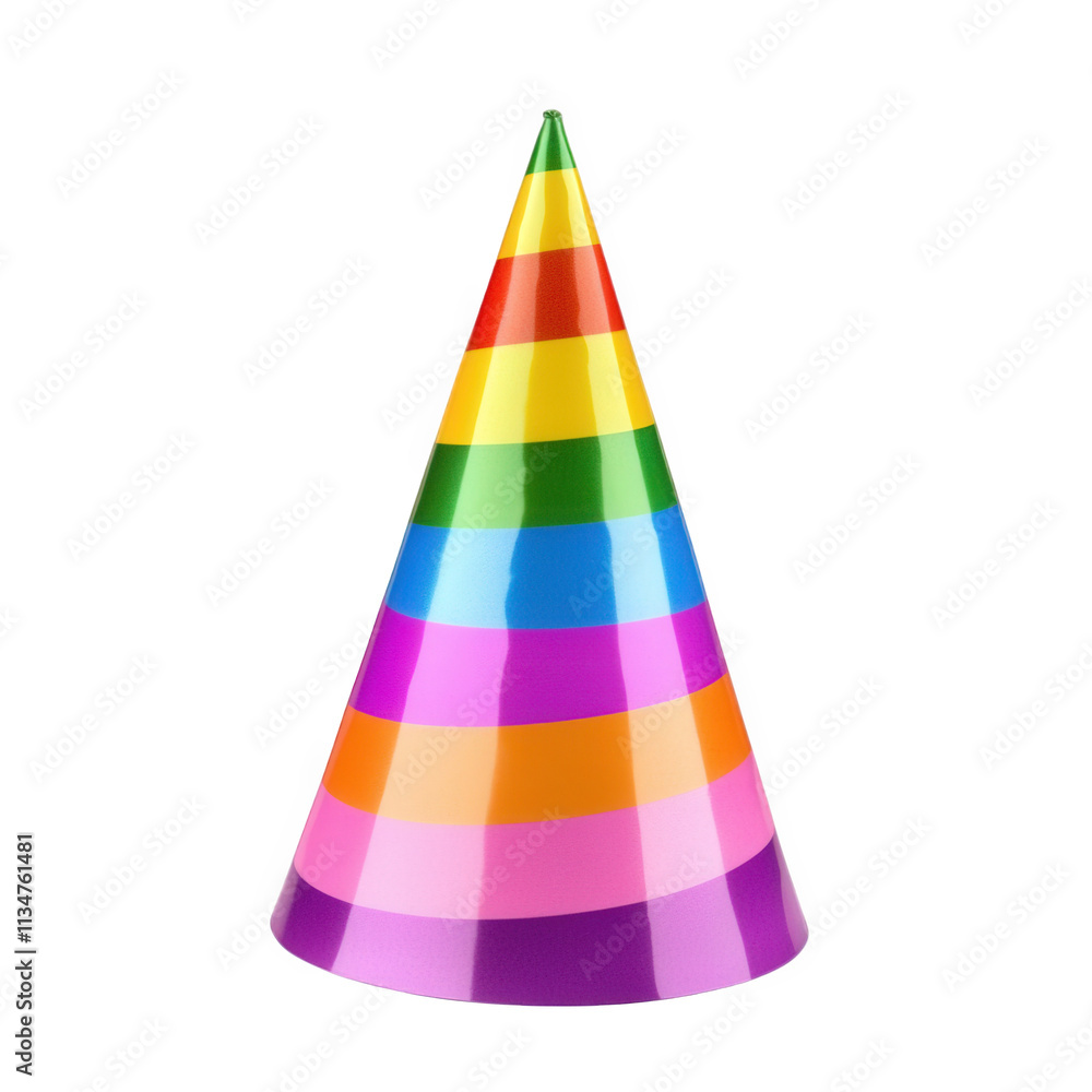 Rainbow Striped Party Hat Celebration Accessory, on transparent background , png Rainbow Striped Party Hat Celebration Accessory, on transparent background , png