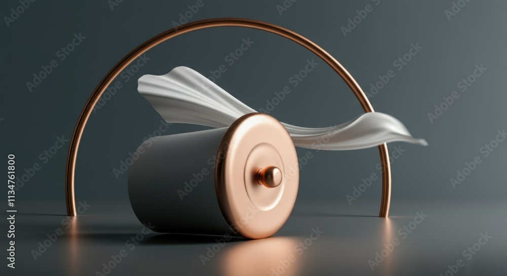 Fototapeta premium Elegant abstract sculpture with copper accents and flowing fabric design