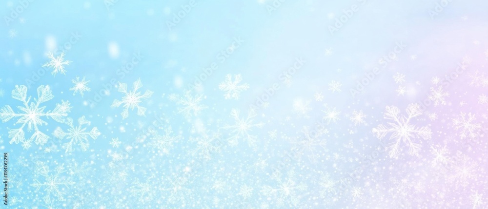 Elegant Pastel Winter Background with Falling Snowflakes and Sparkling Lights Elegant Pastel Winter Background with Falling Snowflakes and Sparkling Lights
