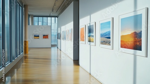 Modern Gallery Interior Featuring Landscape Photography