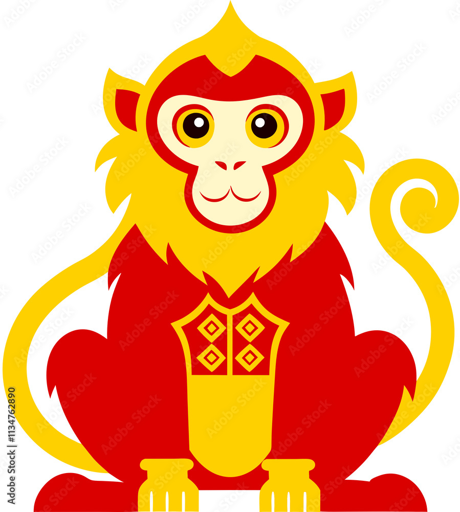 Monkey Chinese Zodiac Animal New Year Chinese Zodiac Calendar Illustration Monkey Chinese Zodiac Animal New Year Chinese Zodiac Calendar Illustration