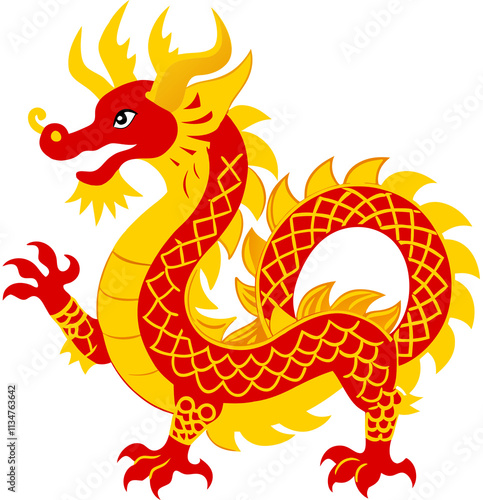 Zodiac Dragon Illustration Red Yellow Pattern for 12 Zodiac Signs