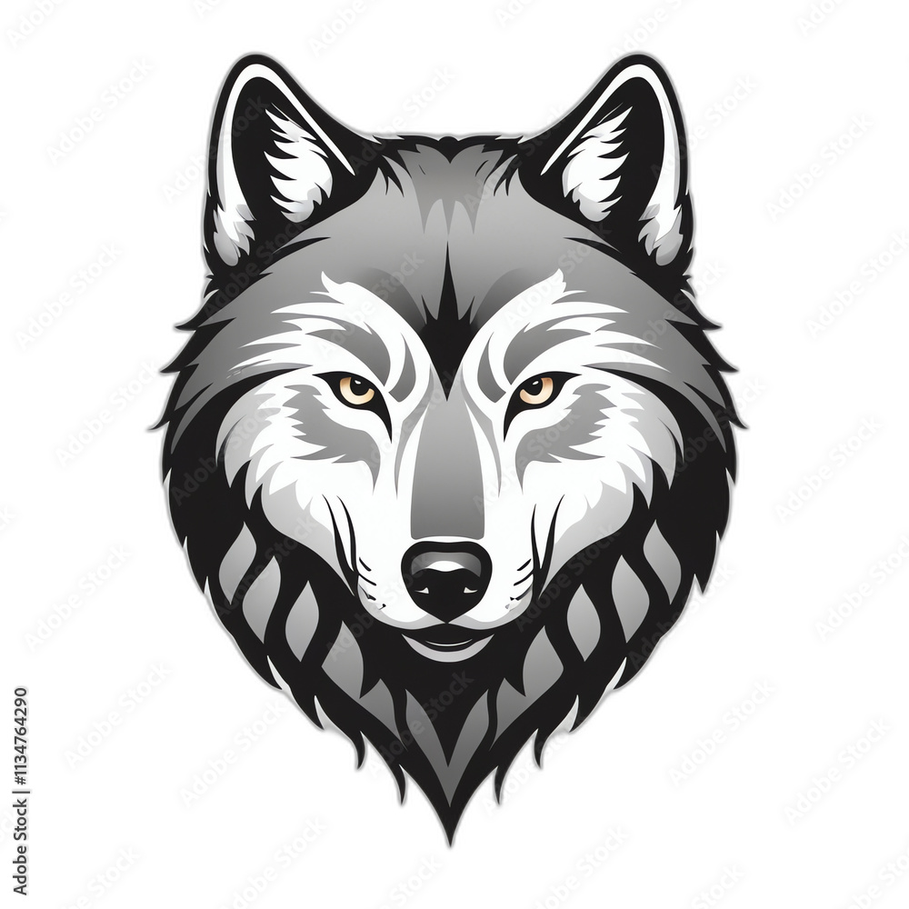 Fototapeta premium wolf face on a white background