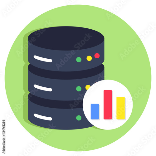 A colored design icon of database