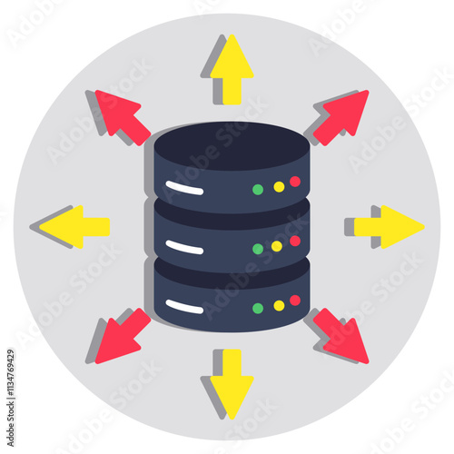 A colored design icon of database directions