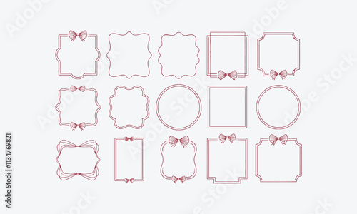 Vector Collection of doodle hand-drawn trendy frames with wavy lines, easily editable.