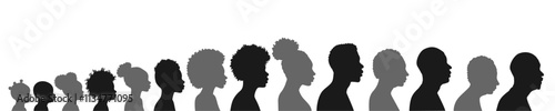 The life cycle of black men and black women vector silhouettes