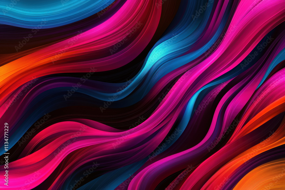 Fototapeta premium This abstract artwork features a mesmerizing blend of vibrant colors flowing seamlessly, creating a dynamic wave effect that captivates the viewer's imagination and stirs emotions.