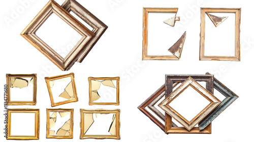 Broken Antique Picture Frames Collection - Vintage Art Display