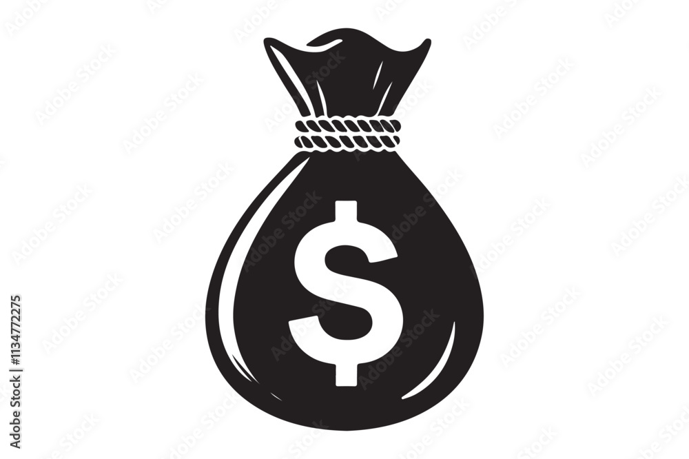 bag of mony silhouette vector illustration bag of mony silhouette vector illustration