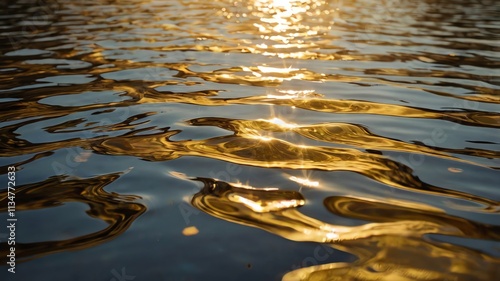 Abstract Golden Light Reflections on Water Surface