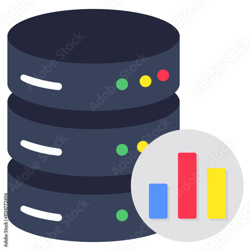 A colored design icon of database