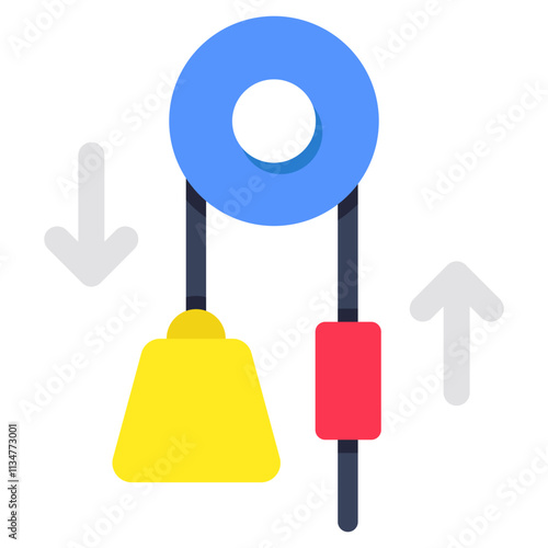 A flat design icon of pulley