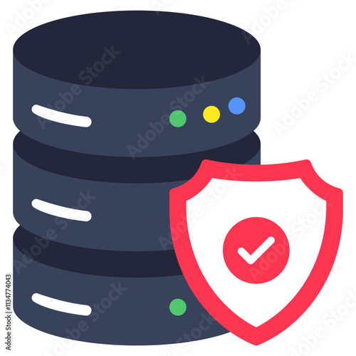 A colored design icon of database security