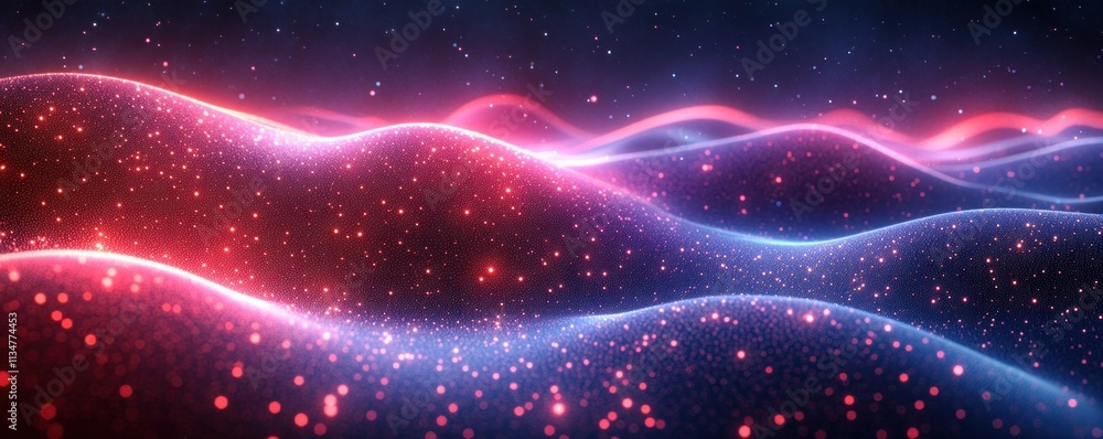 Fototapeta premium Futuristic Abstract Digital Background with Neon Waves and Ambient Light for Technology and Graphics