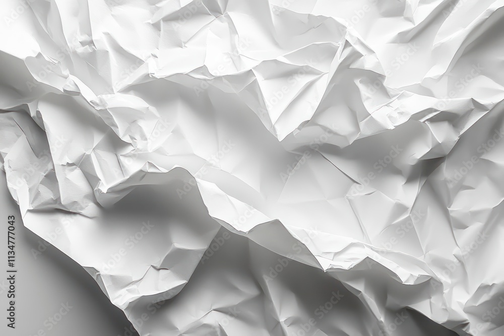 Obraz premium White Crumpled Creased Paper Textured Background Urban Vintage Grunge Effect