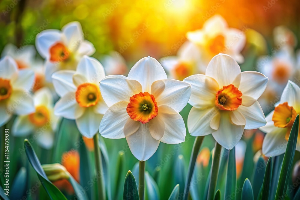 Captivating Macro Photography of Narcissus Blooms in a Serene Park Setting, Showcasing Nature's Beauty and Delicate Petals Bathed in Soft Natural Light Captivating Macro Photography of Narcissus Blooms in a Serene Park Setting, Showcasing Nature's Beauty and Delicate Petals Bathed in Soft Natural Light