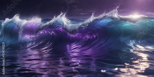 Wallpaper Mural Iridescent purple ocean waves with sparkling diamonds, purple wave, ocean waves Torontodigital.ca