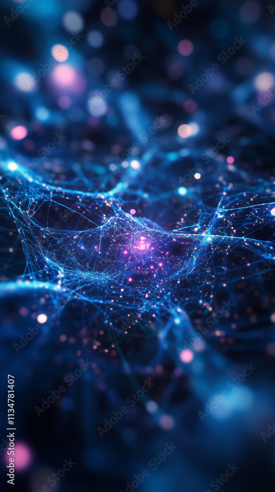 Abstract Neural Network: Futuristic Blue Hyperrealistic 3D Rendering Abstract Neural Network: Futuristic Blue Hyperrealistic 3D Rendering
