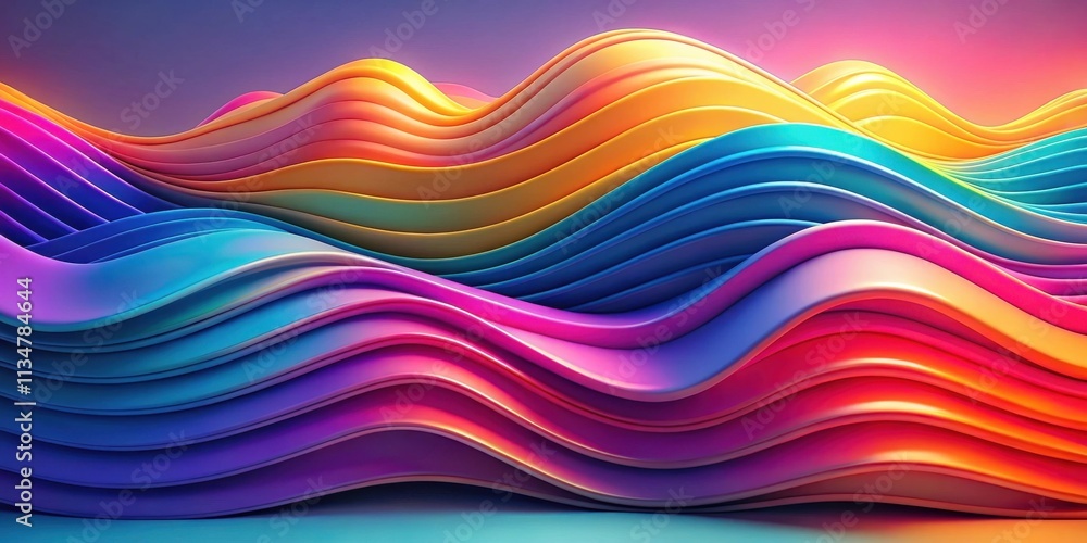 Abstract Colorful Waves of Gradient Hues in 3D Render Abstract Colorful Waves of Gradient Hues in 3D Render