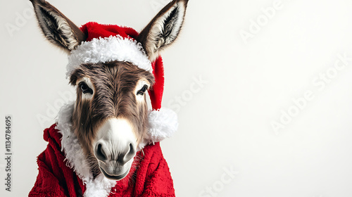 Donkey in Santa Costume