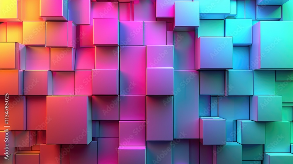 A vibrant, abstract composition of 3D cubes in various colors and shades. A vibrant, abstract composition of 3D cubes in various colors and shades.