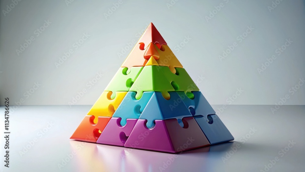 A pyramid structure composed of colorful puzzle pieces, symbolizing the interconnectedness of parts within a whole. A pyramid structure composed of colorful puzzle pieces, symbolizing the interconnectedness of parts within a whole.