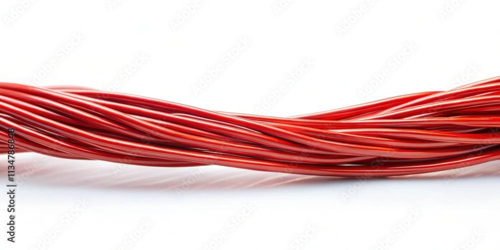 Small red wire cable isolated on background , technology, connection, electricity, equipment, data, power Small red wire cable isolated on background , technology, connection, electricity, equipment, data, power