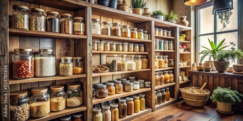 Wallpaper Mural Captivating Organized Pantry with Labeled Jars Showcasing an Aesthetic Arrangement for Home Organization and Interior Design Inspiration Torontodigital.ca