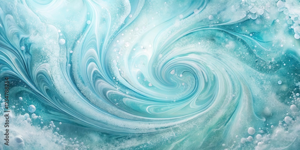 Abstract Swirling Liquid Art in Turquoise and White Hues with Ethereal Bubbles Abstract Swirling Liquid Art in Turquoise and White Hues with Ethereal Bubbles