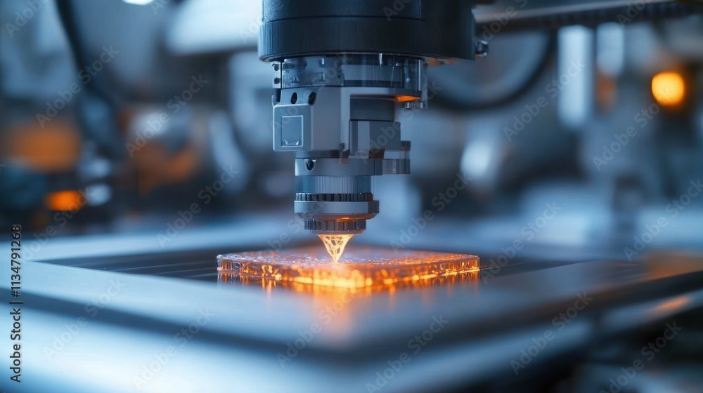 3D Printing Process Close-up of Direct Metal Laser Sintering for Precision Fabrication of Metal Mechanical Parts 3D Printing Process Close-up of Direct Metal Laser Sintering for Precision Fabrication of Metal Mechanical Parts
