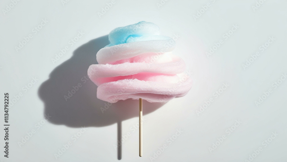 Isolated Cotton Candy. A fluffy pink and blue cotton candy on a stick, placed on a clean white background. Isolated Cotton Candy. A fluffy pink and blue cotton candy on a stick, placed on a clean white background.