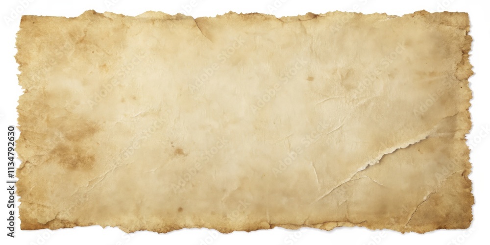 A Wrinkled and Tattered Sheet of Aged Paper with Visible Signs of Time and Use A Wrinkled and Tattered Sheet of Aged Paper with Visible Signs of Time and Use