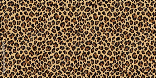 Seamless jaguar leopard print pattern with irregular black spots and brown/tan accents, wildlife, animal print